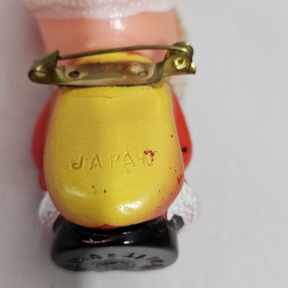 Santa Claus Pin 3" Vintage 1950s Plastic Brooch Christmas Holiday Made In Japan - Picture 9 of 11